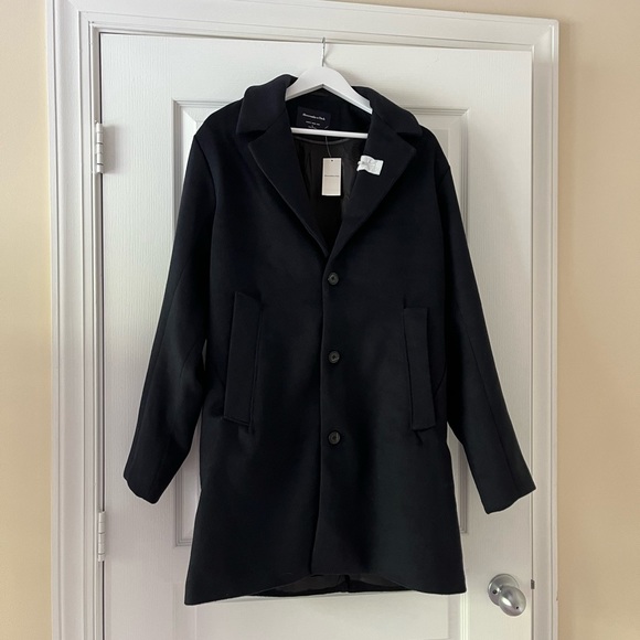 ๐ต Abercrombie & Fitch Topcoat Navy S - Picture 2 of 5